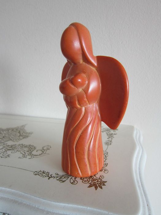 Craciun cadou rar Maria cu Pruncul Sculptura stilizata piatra 1980