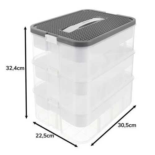 Cutie organizatoare pentru cuburi Lego si jucarii modular 3 nivele