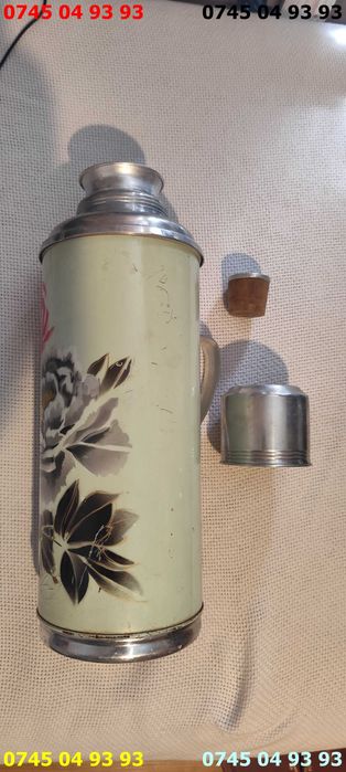 termos 2L litri vintage crem cu flori complet