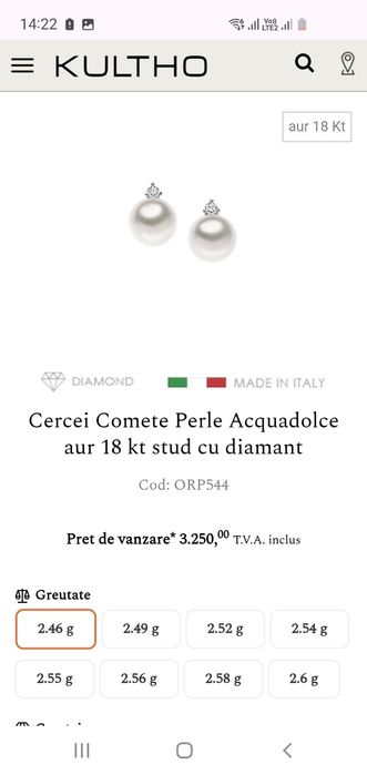 Cercei Comete cu perle și diamante, aur alb 18k