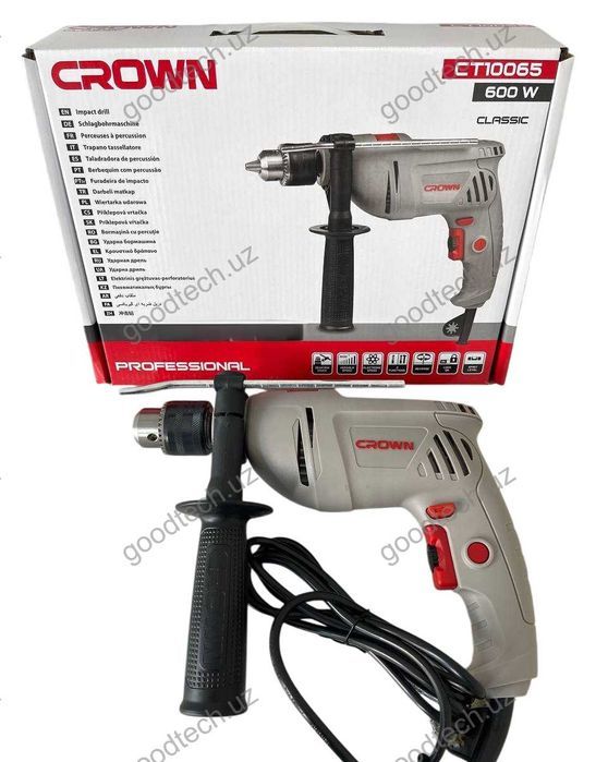 Дрель ударная CROWN CT 10065, Питание: сеть 220–240 В, 600 Вт