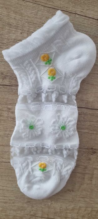 4 бр. нежни прозрачни бели чорапки с маргаритки, one size