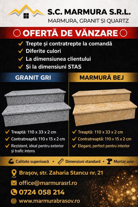 Executam la comanda galfuri blaturi marmura granit qurtz scari