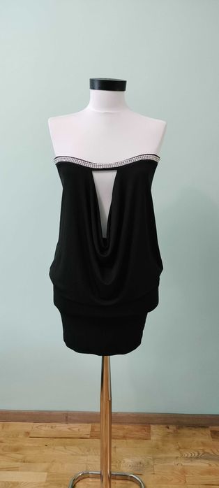 Официална къса рокля с пайети/камъни