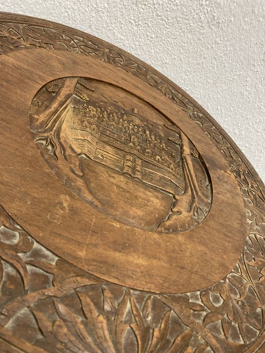 Резбована дървена маса Burma Myanmar храмов релеф 1950