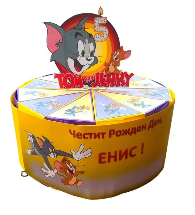 Картонена торта Маша и Мечока-Елза и Ана- Пес Патрул-Куроми-Спонджбоб.