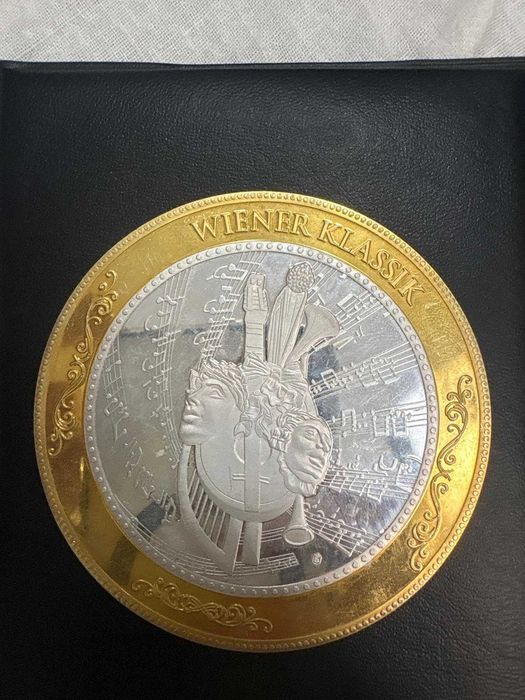 Medalie GIGANT Colecție „Wiener Klassik” (Haydn, Mozart, Beethoven) - Placată Aur/Argint, Ediție Limitată 9999 buc.