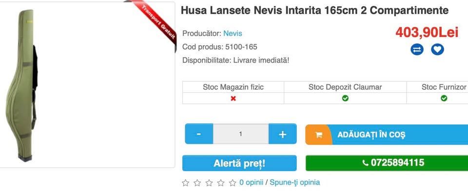 Nevis Husă Lansete Feeder semirigidă 165cm, 2 Compartimente - Ca Nouă