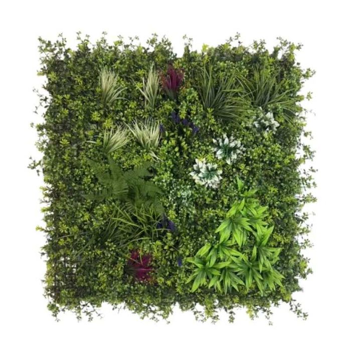 Panou decorativ verde cu mix de plante artificiale 1mx1m Spring