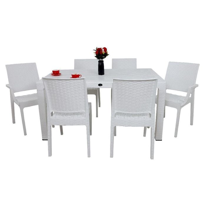 Много здрав и Красив градински комплект 6 стола и голяма маса 90/150