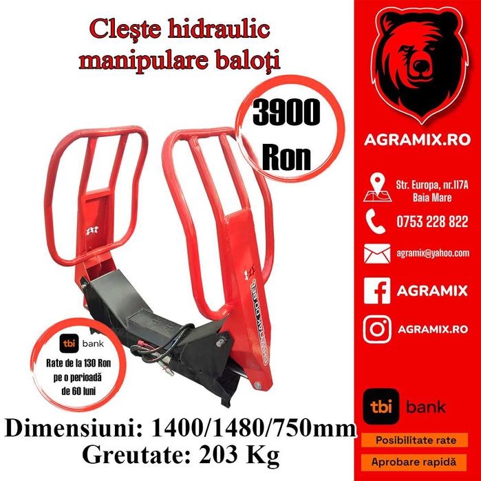 Cleste hidraulic pentru manipulare baloti Polonia noi Agramix