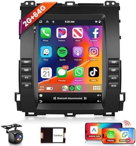 Нова 9.7" Android 13 CarPlay GPS мултимедия за Toyota Prado 120 кола