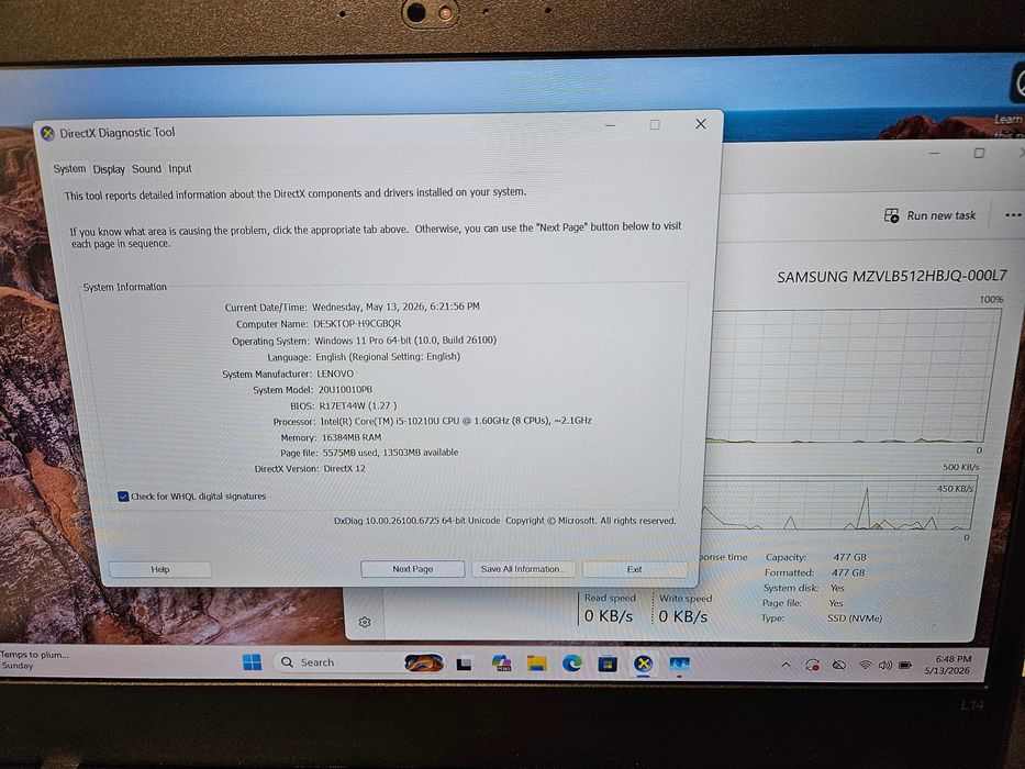 Hope Amanet P10/Laptop Lenovo Lenovo ThinkPad L14 Gen 1 i5 10th SSD