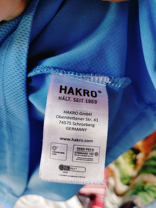 Tricou sport damă HAKRO Function Albastru, Coolmax, imprimeu "Fachklinik Katzenelnbogen", mărimea M