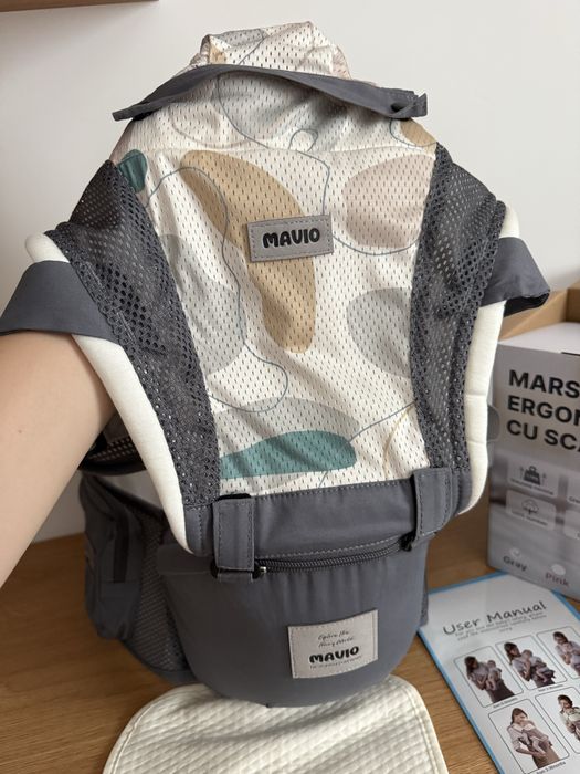 Marsupiu Mavio ergonomic NOU, cu șezut detașabil, 0-14,9 kg, 0-3 ani