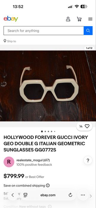 Ochelari soare oversized Gucci Ivory Geo Double G Italian GG0772S