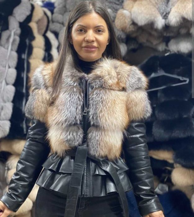 Haina de piele și blana naturala vulpe