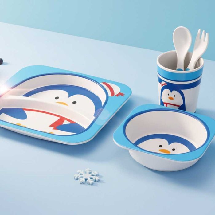 Детски комплект за хранене 5 части– чиния,купичка,чаша,лъжица и вилица