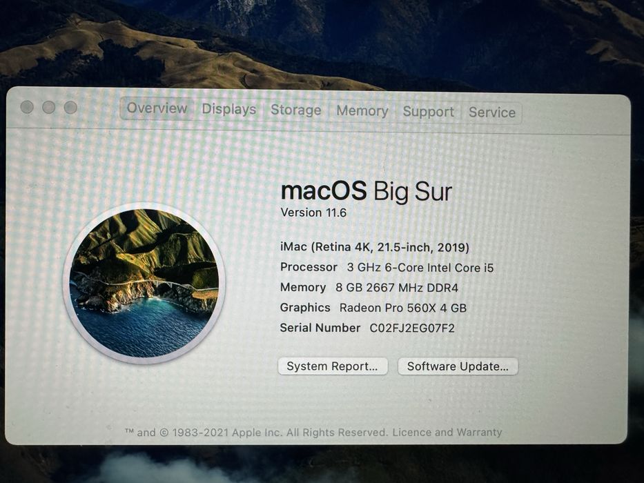 Vand iMac 21.5' retina 4k i5 8Gb 256GB