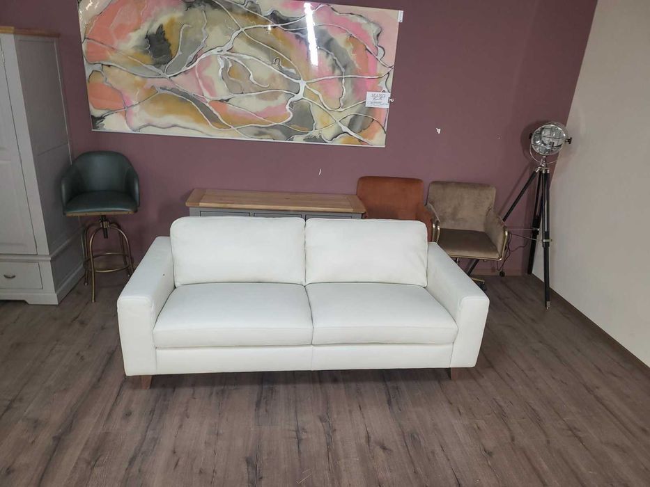 Италиански светло кремав кожен диван тройка "NATUZZI"