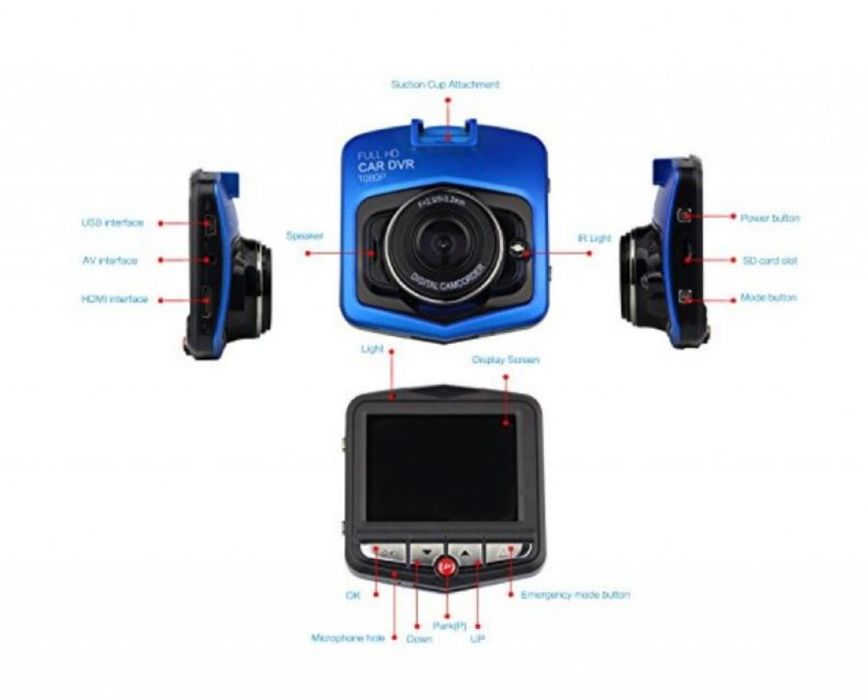 DVR камера за кола с 2.4 инчов екран, Full HD резолюция и 360 градуса
