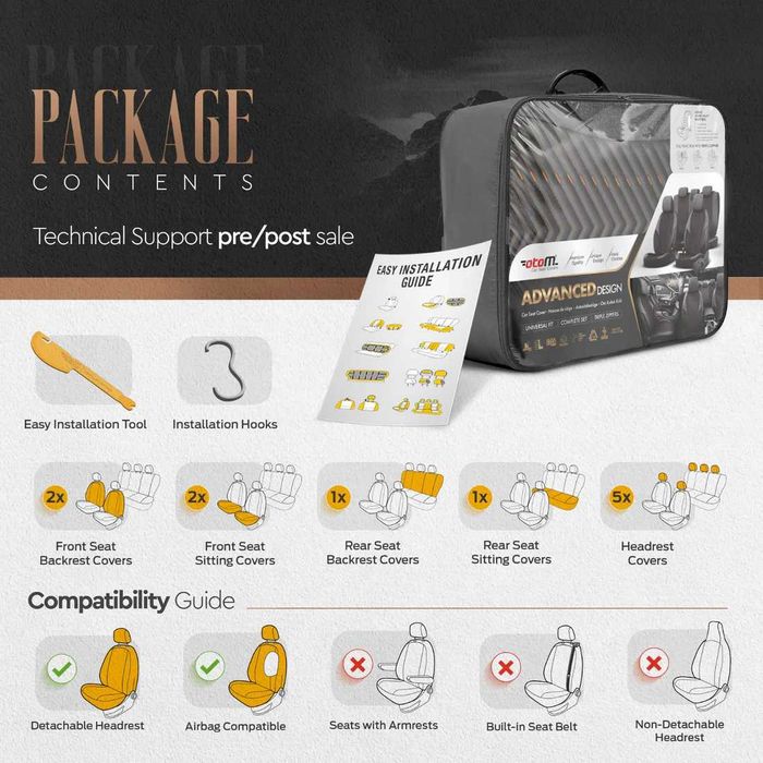 Комплект Луксозна Тапицерия OTOM Advanced – Еко кожа, Черно/Оранжево.