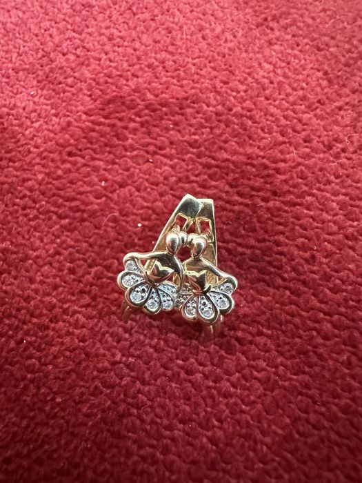 Cercei aur 14K copii cu diamante – bijuterie fină, stare impecabilă