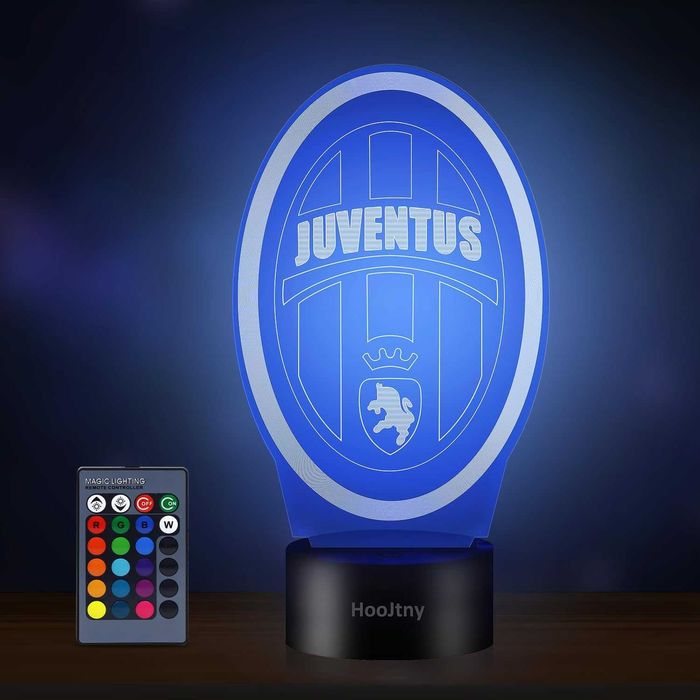 Juventus 3D лампа с дистанционно, 16 цвята димируема
