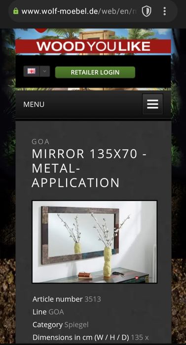 Oglinda mare Goa Wolfmoebel