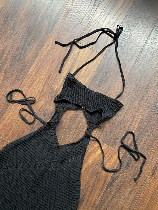 Черна плетена лятна рокля