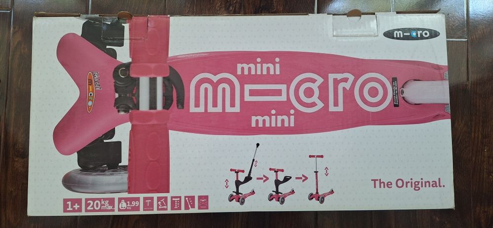 Trotineta Mini Micro 3in1 Deluxe Pink cu maner parental