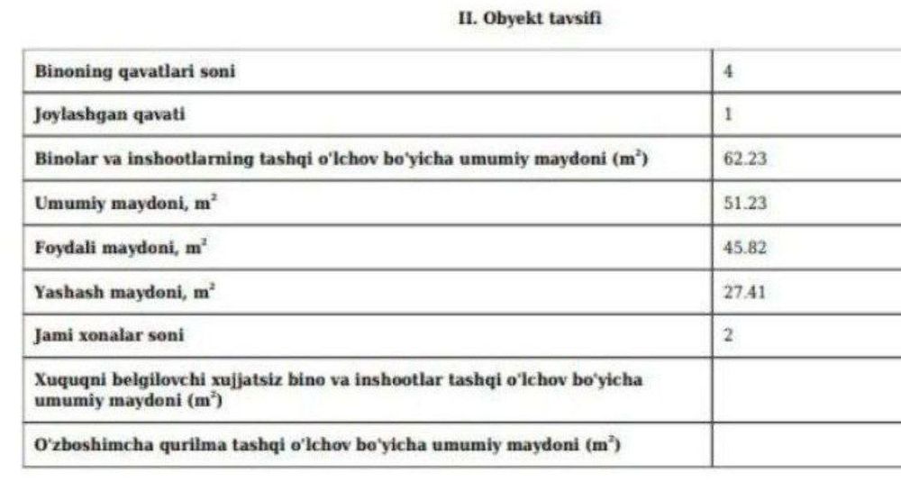 Nurafshon shaharida joylashgan 2xonali kvartira uy sotiladi квартира