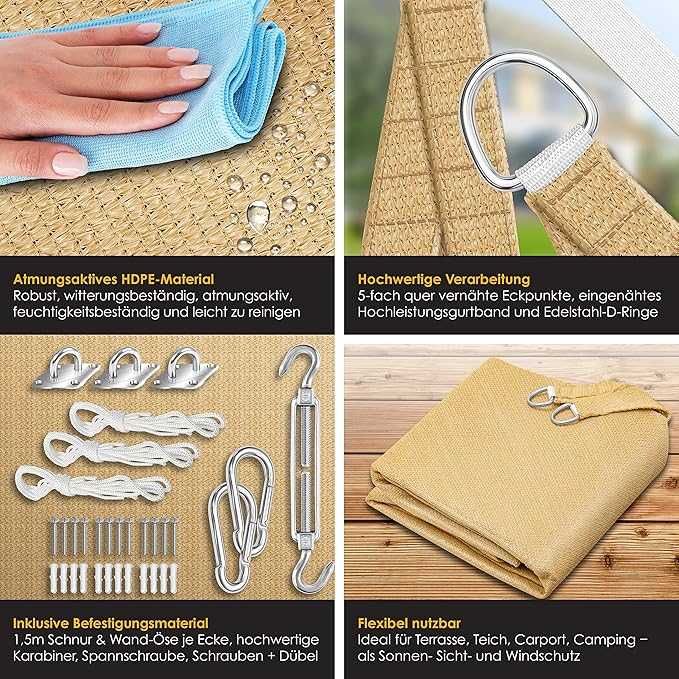 Слънчево платно триъгълно 4.2x4.2x6m