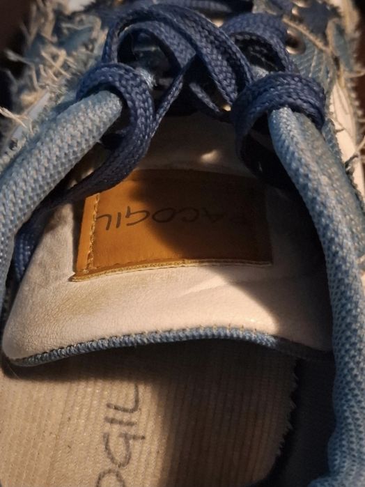 Tenişi Casual "Distressed Star" Design Denim Și Piele, Stil Urban- Măr