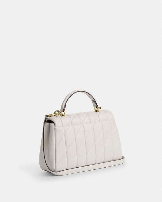 Нова! Coach - оригинална дамска чанта, естествена кожа, кремова