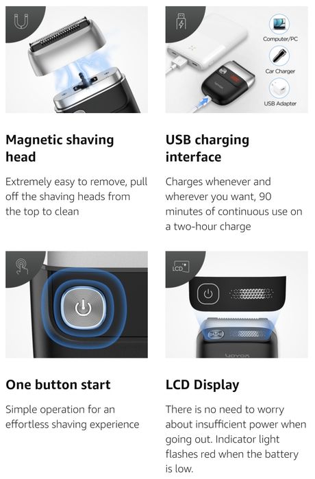 Безжична електрическа самобръсначка 2в1 с тример, 15 дни батерия