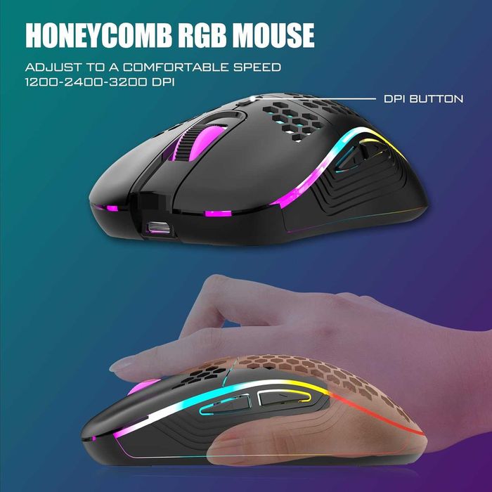 Set tastatură mouse wireless RedThunder K84,gaming RGB 75% QWERTZ DE
