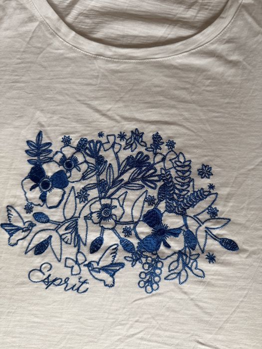 Свободна тениска с бродерия на Esprit, нова, XXL