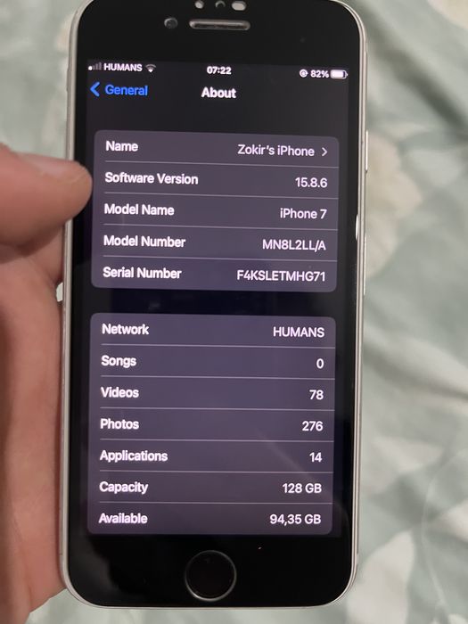 iPhone 7 silver. Holati yaxshi
