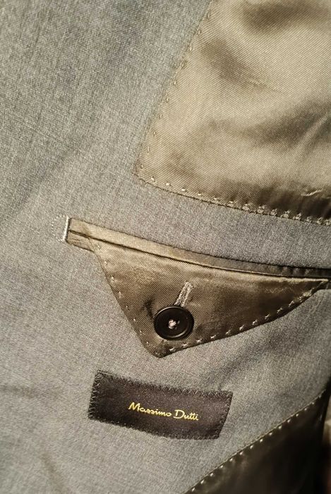 Sacou blazer 42 XL slim Massimo Dutti NOU lana Finest Italian gri