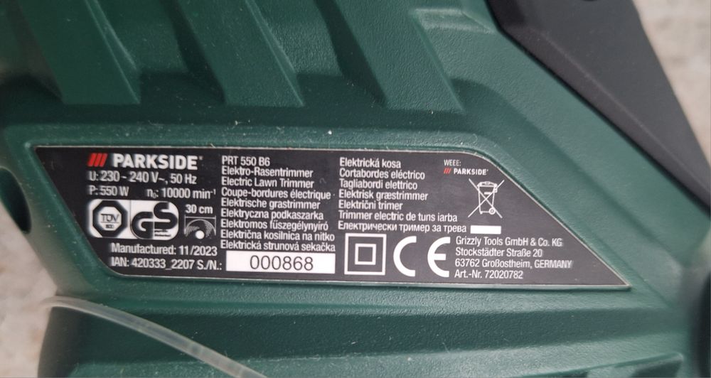 Електрически тример на Парксайд 220В Parkside PRTA 550W