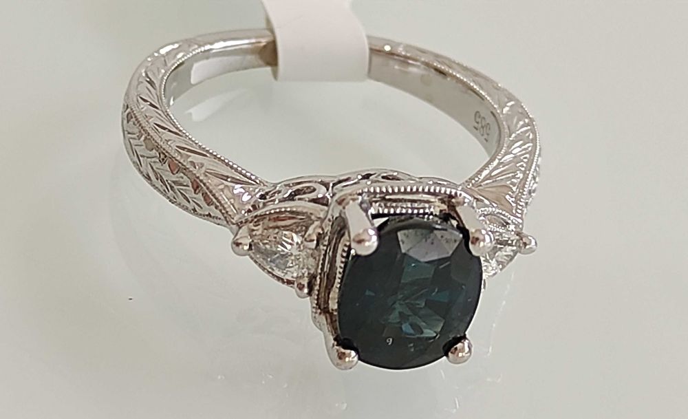 Inel 14k diamante naturale si safir 2.57ct