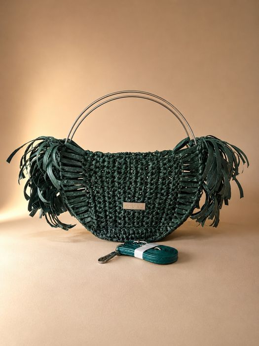 Geanta handmade Boho unica verde