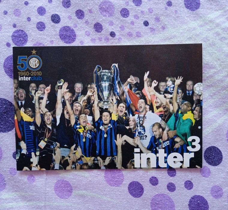 INTER MILANO 2010 TRIPLETE фенски лот картичка+клубна програма 2010-11