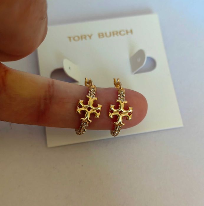 обеци на Tory Burch - small Miller stud hoop earrings