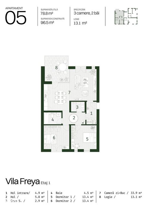 Apartamente la VILA, colinapark.ro, Pompa caldura individ., Energ.A