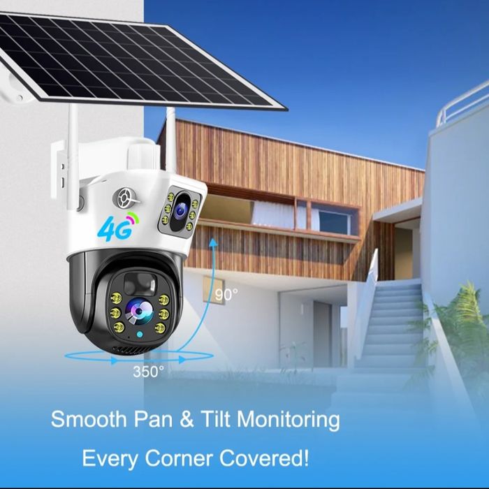 6mp Camera de Supraveghere Dubla 4g Panou Solar