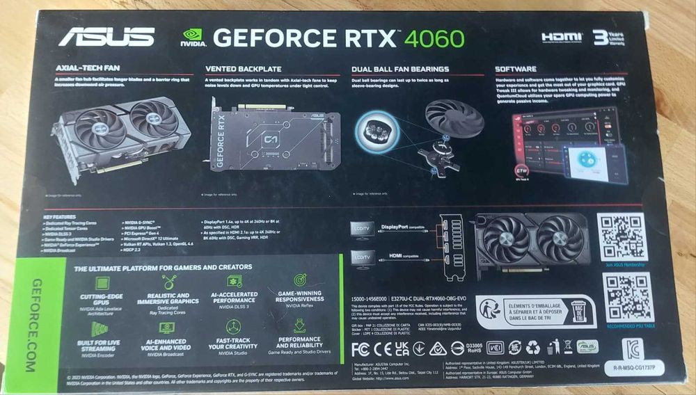 Placa Video ASUS Dual GeForce RTX 4060 OC 8GB GDDR6