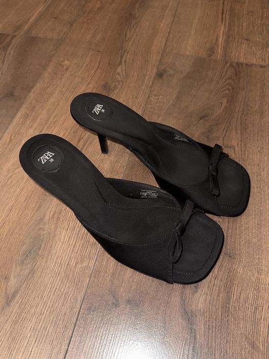 Zara мюли на каблуке с бантом