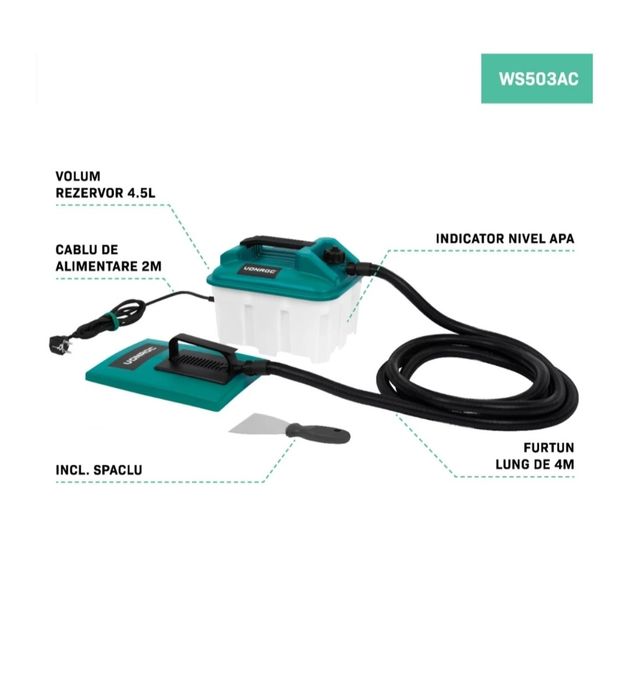 Aparat cu aburi pentru dezlipit tapet 2300W - 4.5L - furtun 4m